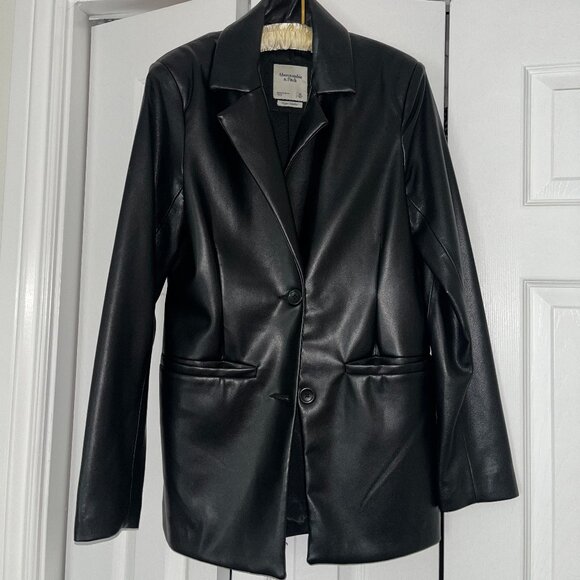 Abercrombie Faux Leather Black Blazer - Picture 1 of 2